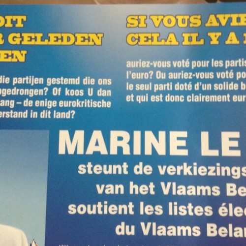 Avant de voter, rappelez-vous que Marine Le Pen soutient les néonazis belges.